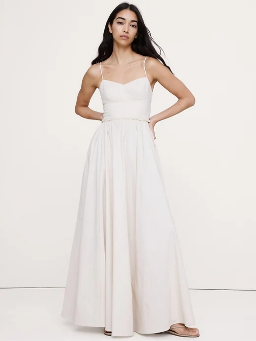 NWT Banana Republic Cream White Soft Cotton Corset Maxi Dress Size 6
